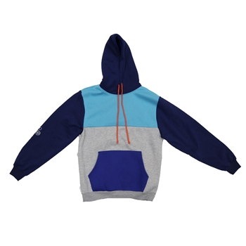 COLOR BLOCKED UNISEX HOODIE WITH DISTRESSED LOGO 