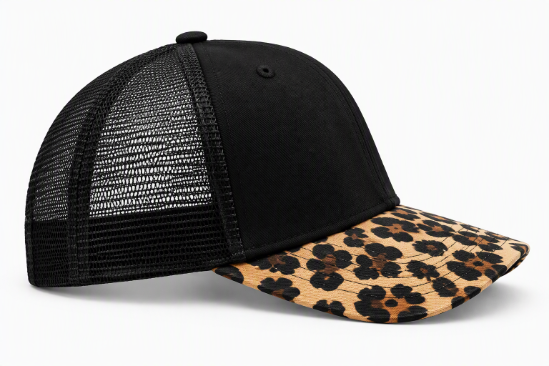 Fashion Trucker Hat Leopard Print Bill - IH_6885B_LEOHAT
