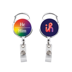 HE/HIM CARABINER BADGE REEL